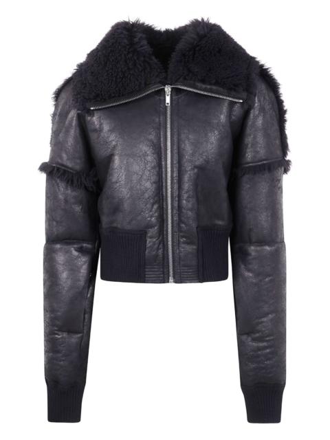 Rick Owens shearling-collar zip-front jacket