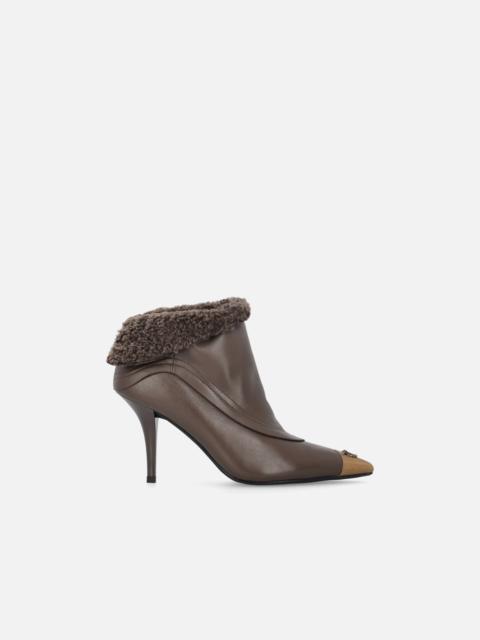 PINKO BOOTIES WITH FAUX FUR AND METAL TOE