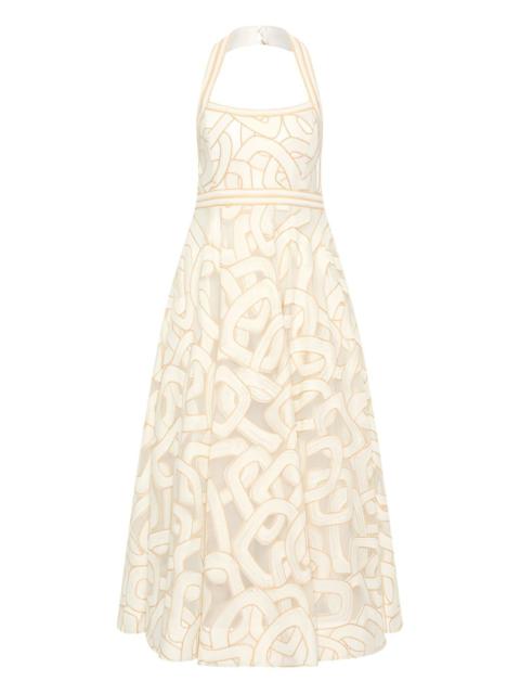 REBECCA VALLANCE Irena halter-neck embroidered-pattern midi dress