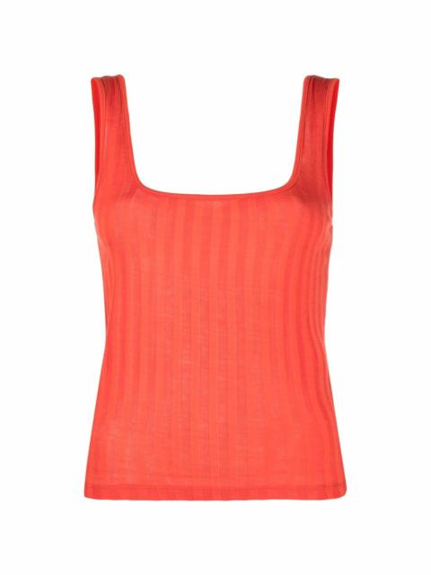 ribbed square-neck tank top