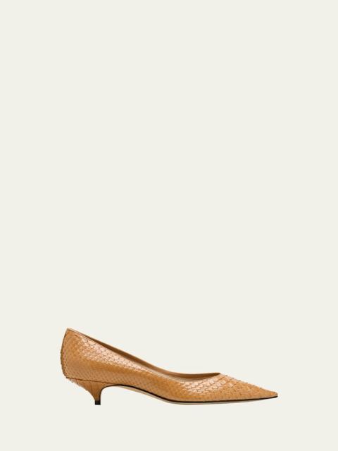 The Row Liisa Snake-Embossed Leather Pumps