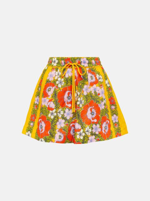 Floral linen shorts