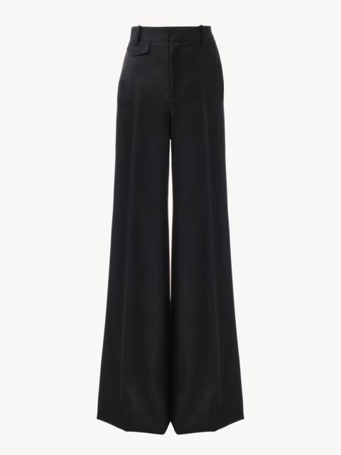Chloé HIGH-RISE FLARED PANTS IN WOOL GRAIN DE POUDRE