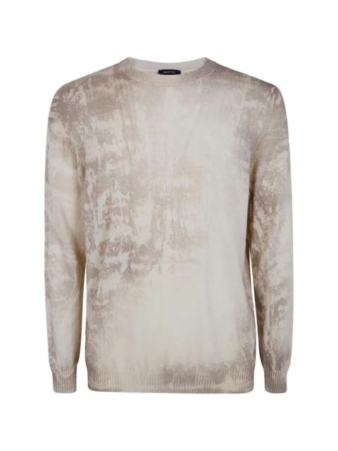 Avant Toi "Shelley" Marble Effect Light Cashmere Reversible Roundneck