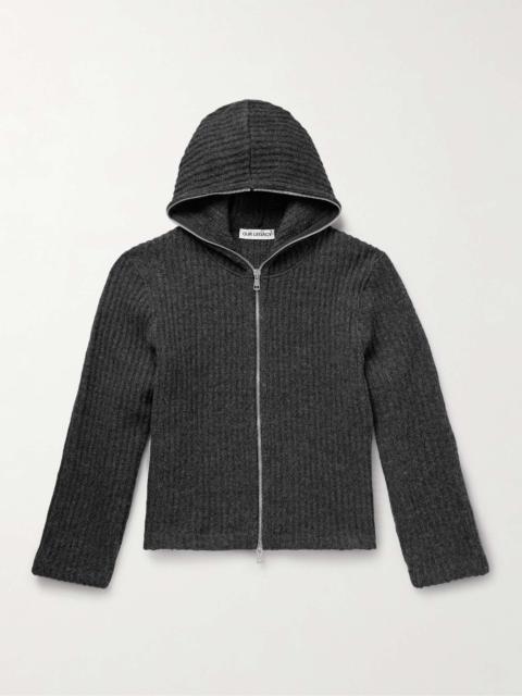 Ribbed Virgin Wool Zip-Up Hoodie