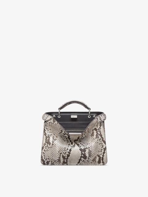 FENDI Small Peekaboo ISeeU bag made of luxury rock-colored python leather. Featuring two internal compartm