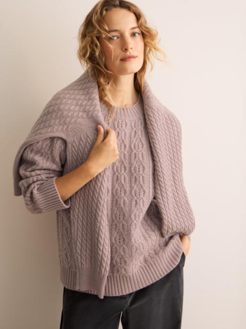Derek Rose Astrid Cashmere Cable Knit Sweater Dusty Pink