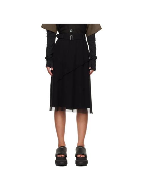 Black Layered Midi Skirt