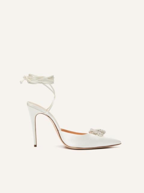 MAGDA BUTRYM Pointed-toe satin mule wrap pumps in cream