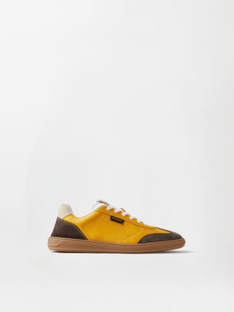 VERSACE Greca Court Nappa & Suede Sneakers