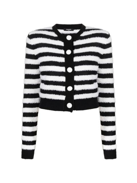 horizontal-stripe long-sleeve cardigan