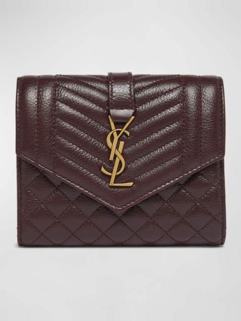 YSL Trifold Compact Wallet in Quilted Leather