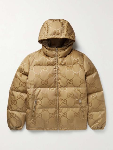 GUCCI Quilted Logo-Jacquard Shell Hooded Down Jacket