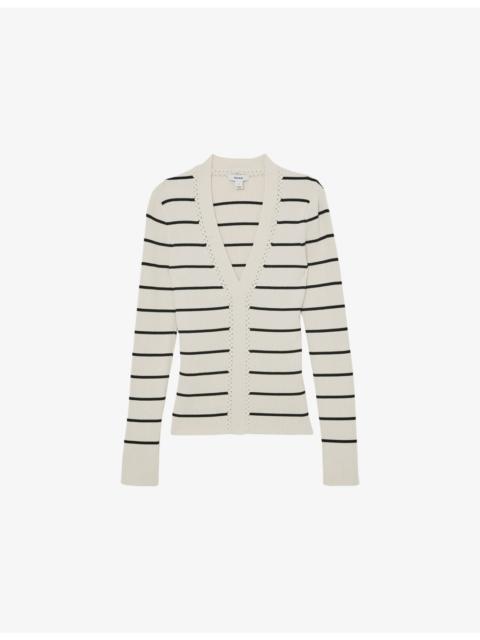 REISS Lauralee Stripe Ribbed Knitted Top