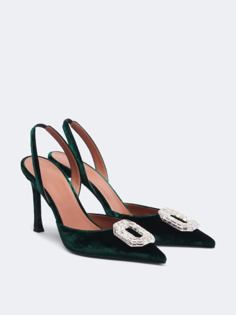 Amina Muaddi Camelia embellished velvet slingback pumps
