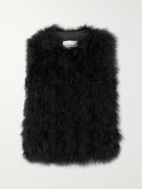 Yves Salomon Feather-embellished Silk-satin Vest