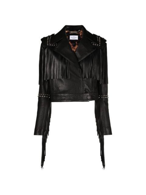 fringed cropped leather jacket