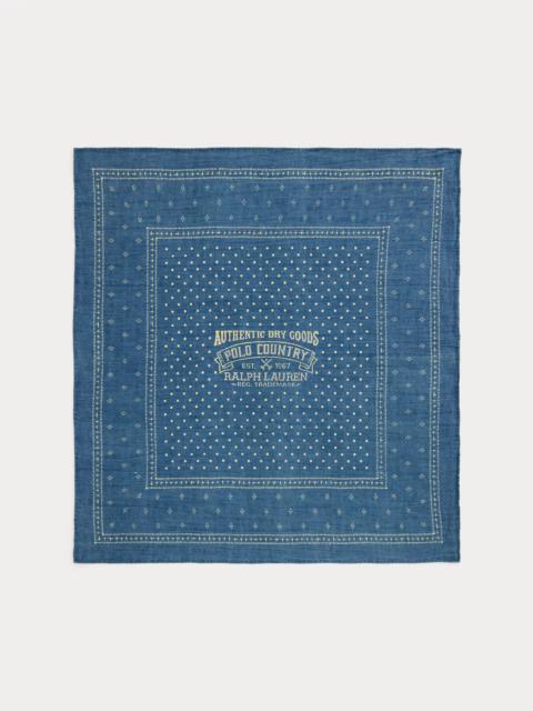 Polo Ralph Lauren Dot-Print Indigo Linen-Blend Bandanna
