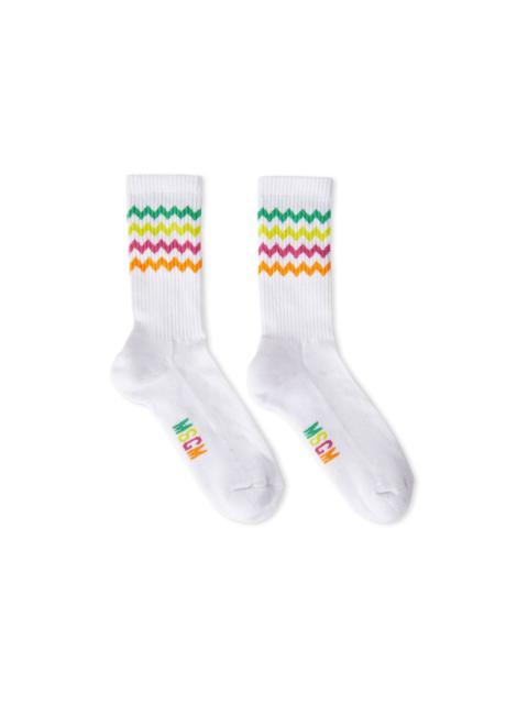 MSGM Solid color cotton socks with multicolor details