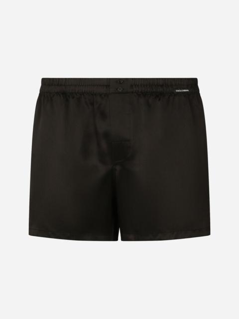 Silk shorts with logo label
