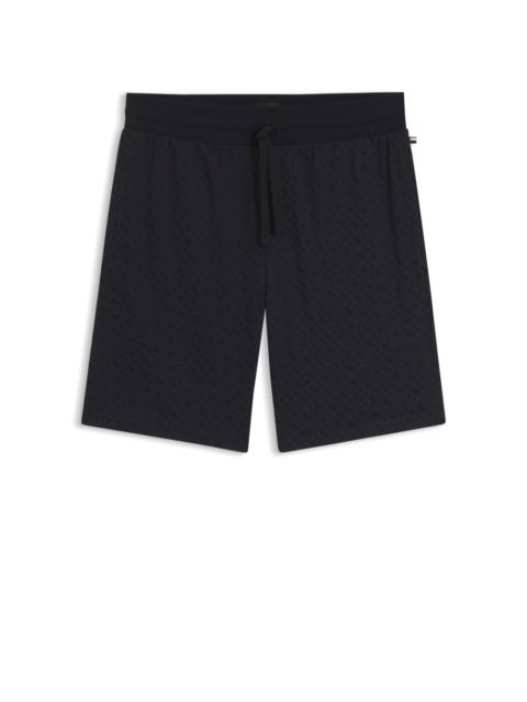 BOSS DRAWSTRING PAJAMA SHORTS IN COTTON WITH PRINTED BRANDING