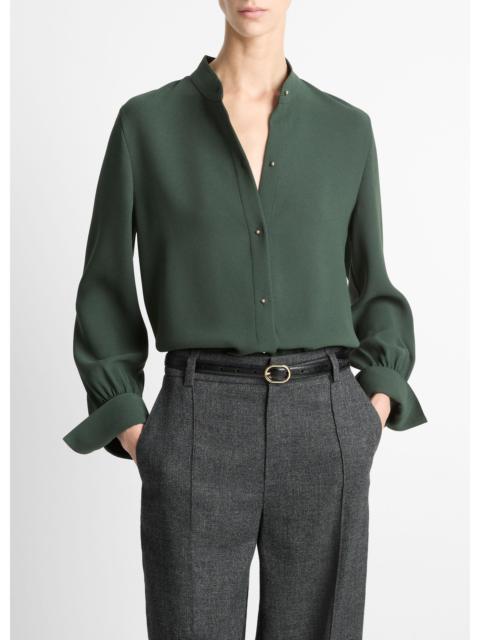 Vince Metal-Button Crepe Shirt