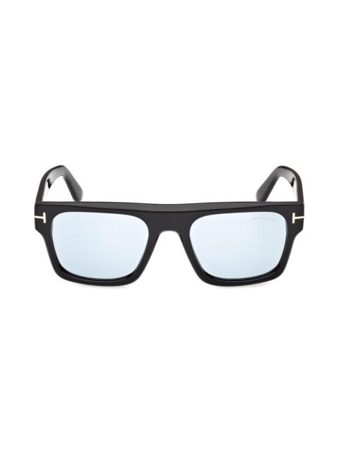 TOM FORD Women's Cyrus 53MM Rectangular Sunglasses - Black Blue