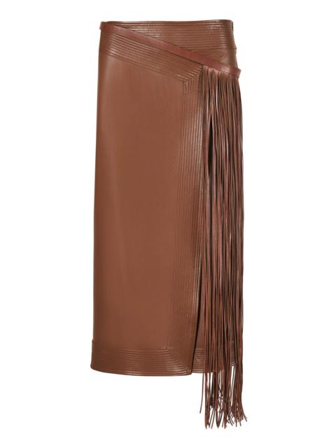Johanna Ortiz Camel Winter Scents Leather Midi Skirt brown