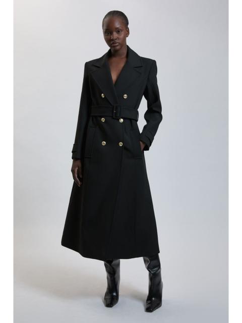 KAREN MILLEN Tailored Compact Stretch Self Tie Maxi Coat