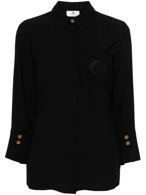 ELISABETTA FRANCHI logo-embroidered crepe shirt