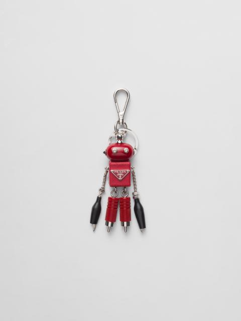 Saffiano leather robot trick keychain