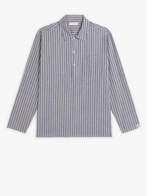 Mackintosh MILITARY BLUE STRIPED COTTON SHIRT | GSM-201