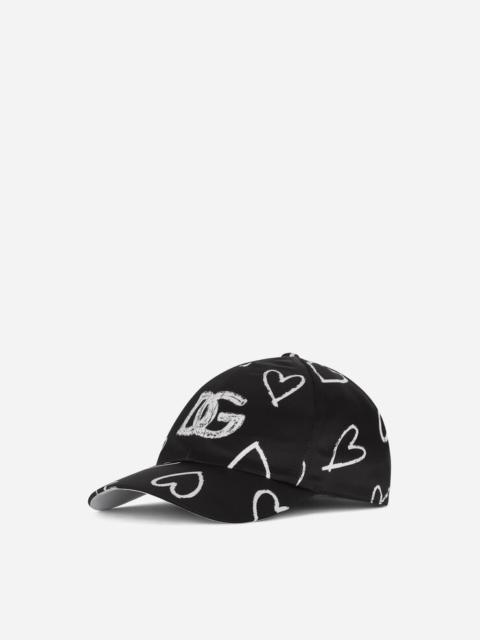 Dolce & Gabbana Satin baseball cap with DG heart print