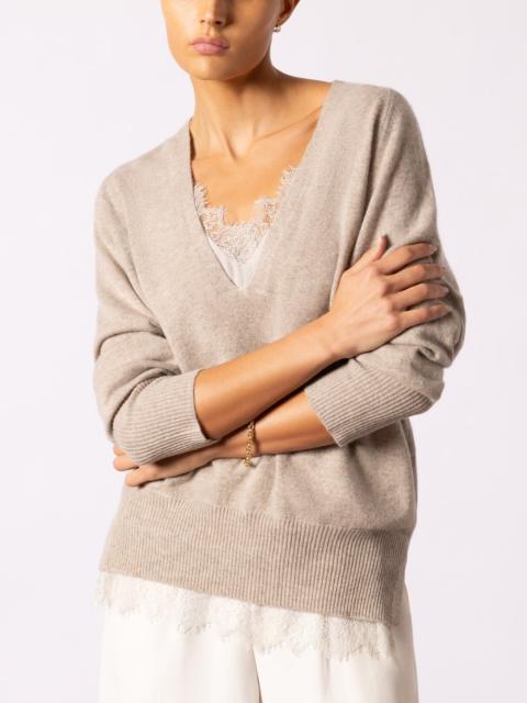 BROCHU WALKER The Lace Vee Looker Pullover
