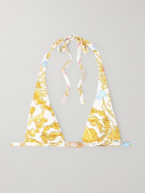 VERSACE Embellished Printed Triangle Bikini Top