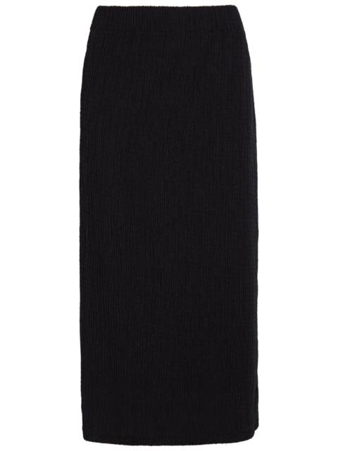 Vince Vince Shadow Draped Textured Fine-knit Midi Skirt
