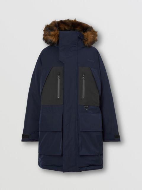 Burberry Faux Fur Trim Oversized Parka