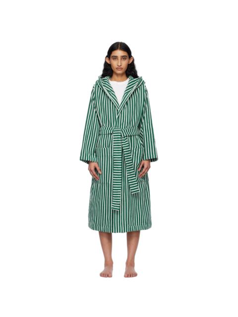TEKLA Green & White Terry Hooded Bathrobe