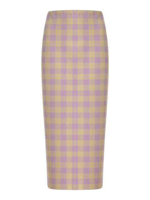 HIGH SPORT Petra Gingham Stretch-Cotton Knit Midi Skirt purple