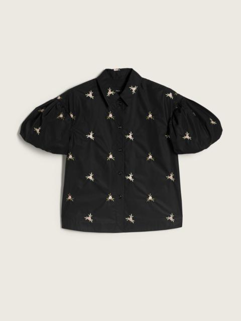 Simone Rocha Cropped Rosebud Puff Sleeve Lace Trim Shirt