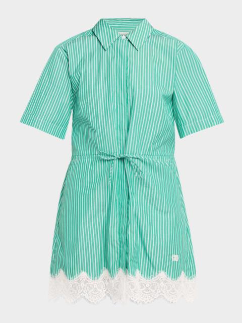 SIMKHAI Poplin Lace-Trim Shirtdress