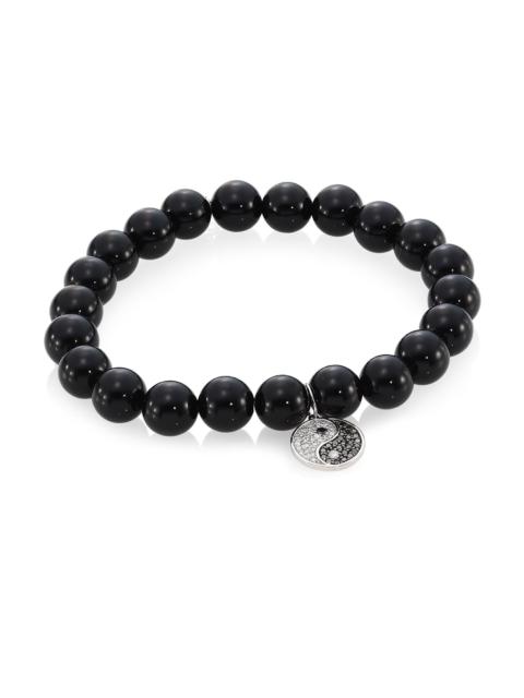 SYDNEY EVAN Women's Onyx, Diamond & 14K Two-Tone Gold Rondelle Yin Yang Bracelet - Black
