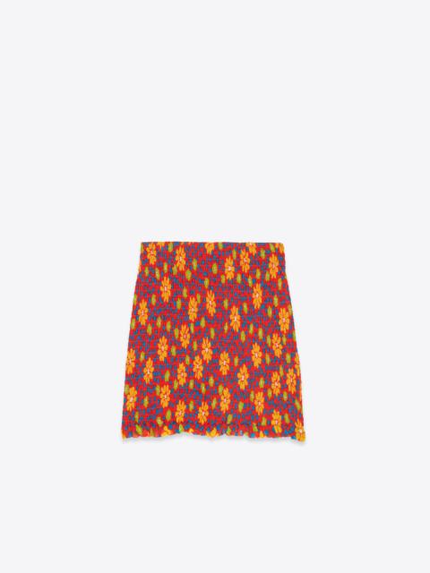 SAINT LAURENT smocked mini skirt in floral silk