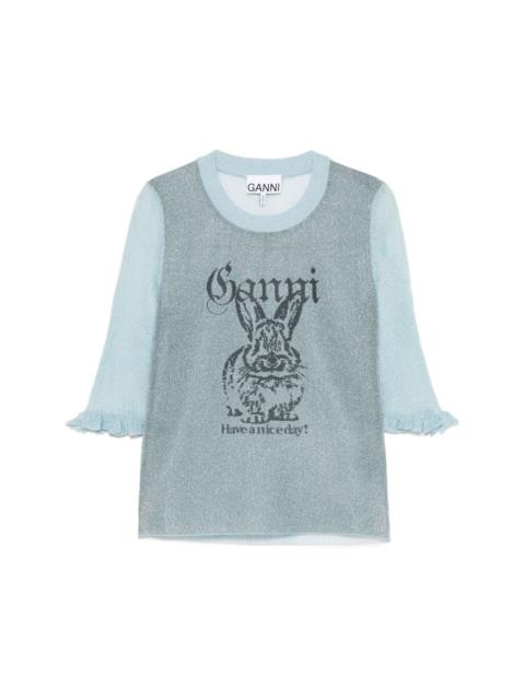 GANNI Bunny crewneck top