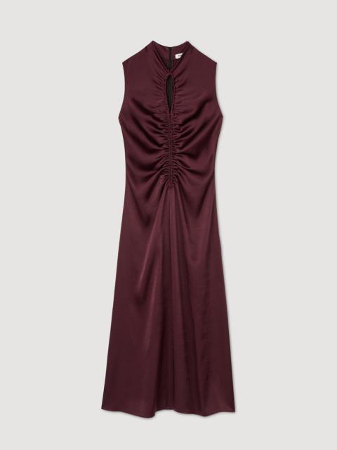 Sandro DRAPED SATIN-EFFECT DRESS