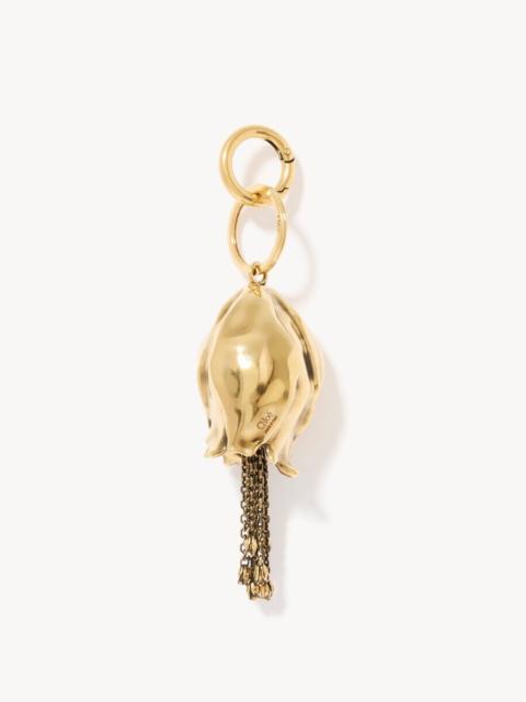 Chloé CHLOÉ SYMBOLS TULIP & MINI TULIPS KEY RING BAG CHARM IN BRASS