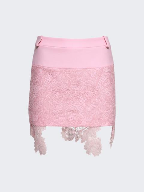 David Koma Fabric Mix Lace Hem Mini Skirt Soft Pink