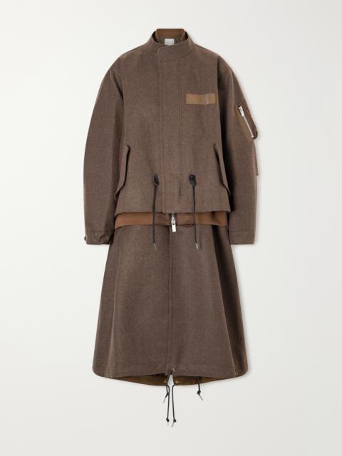sacai Shell-trimmed Wool-flannel Coat