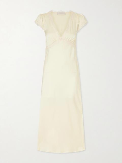FAITHFULL Gala Lace-trimmed Recycled-satin Maxi Dress