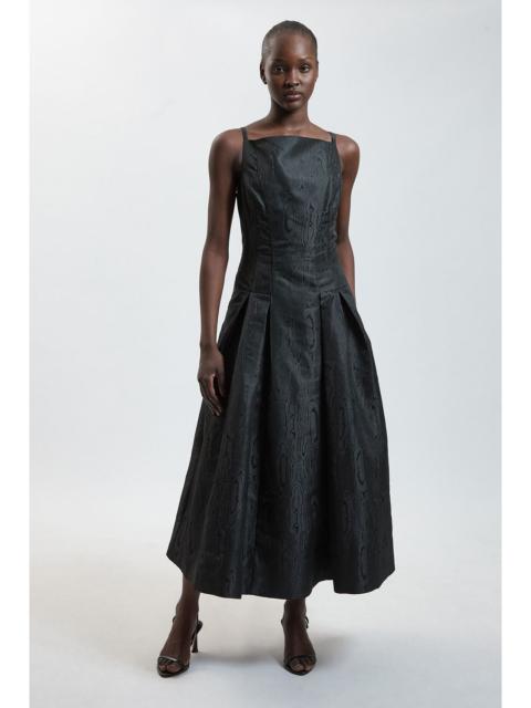 KAREN MILLEN Petite Taffeta Twill Square Neck Strappy Midi Dress